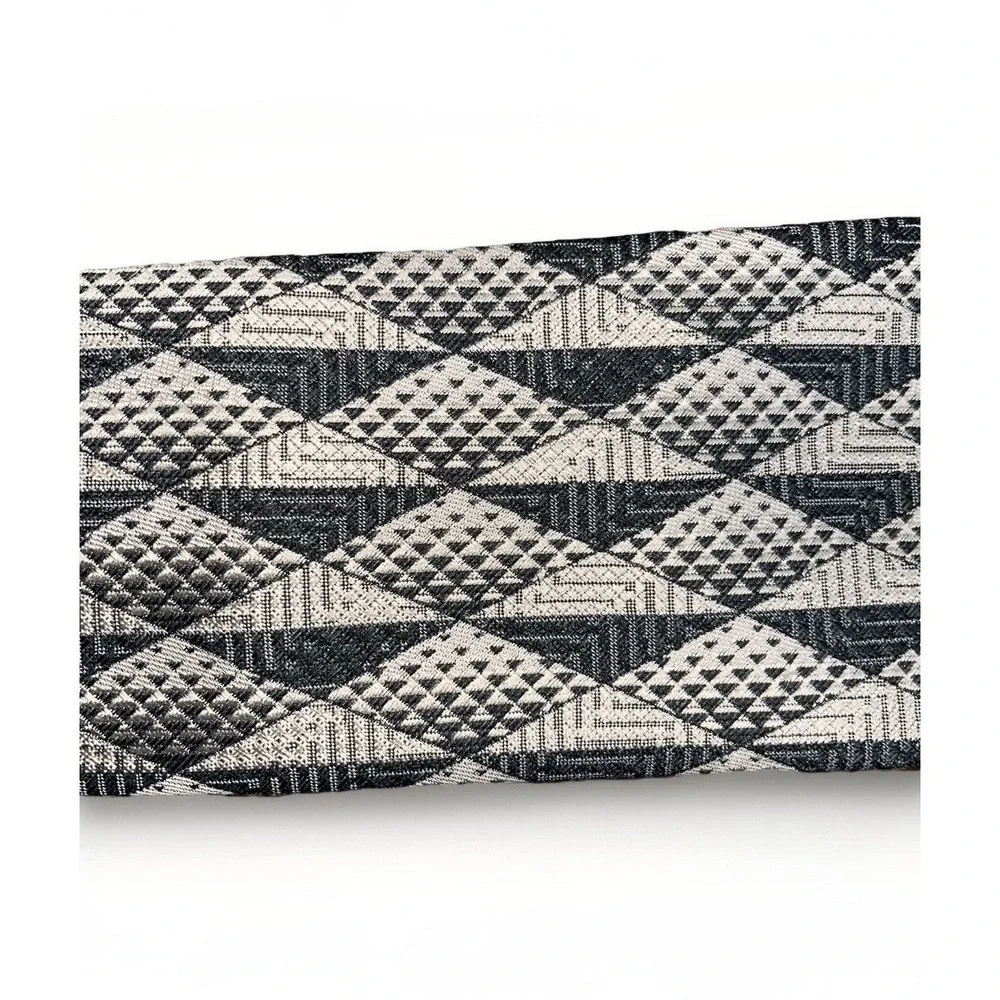 Oaktree Mens Neck Tie Black Silver Gray Geometric Diamond Pattern Woven Formal